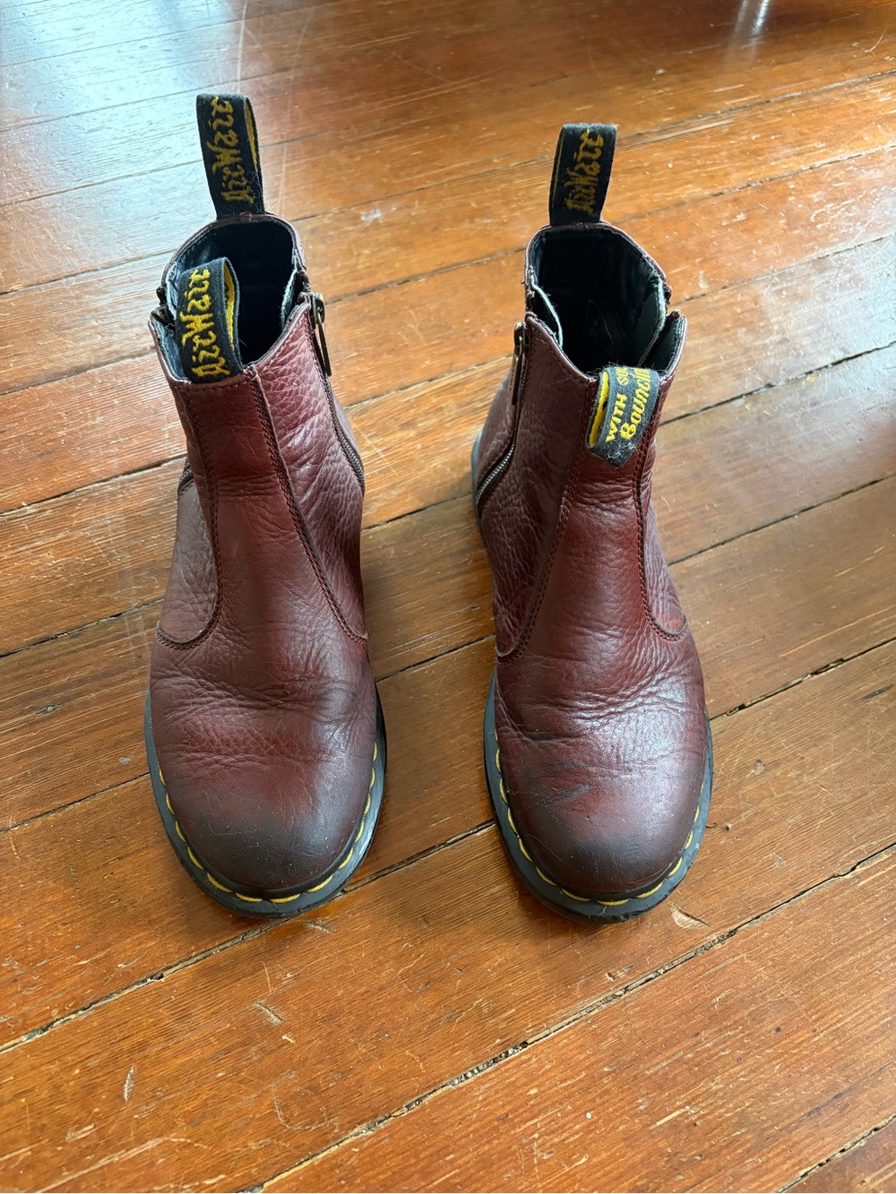 Dr. Martens Burgundy Leather Zip Up Chelsea Boots